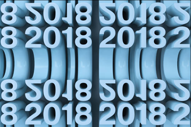 istock Grid of blue New 2018 Year figures 843124216