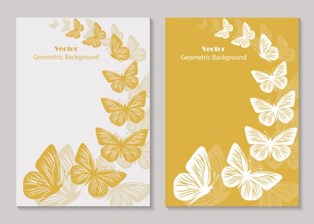 현대적이다 벡터 템플릿 브로셔 커버 - yellow butterfly stock illustrations