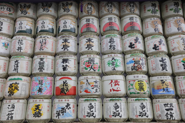 The Sake Barrels, tradition japanese rice wine at Meiji Shrine