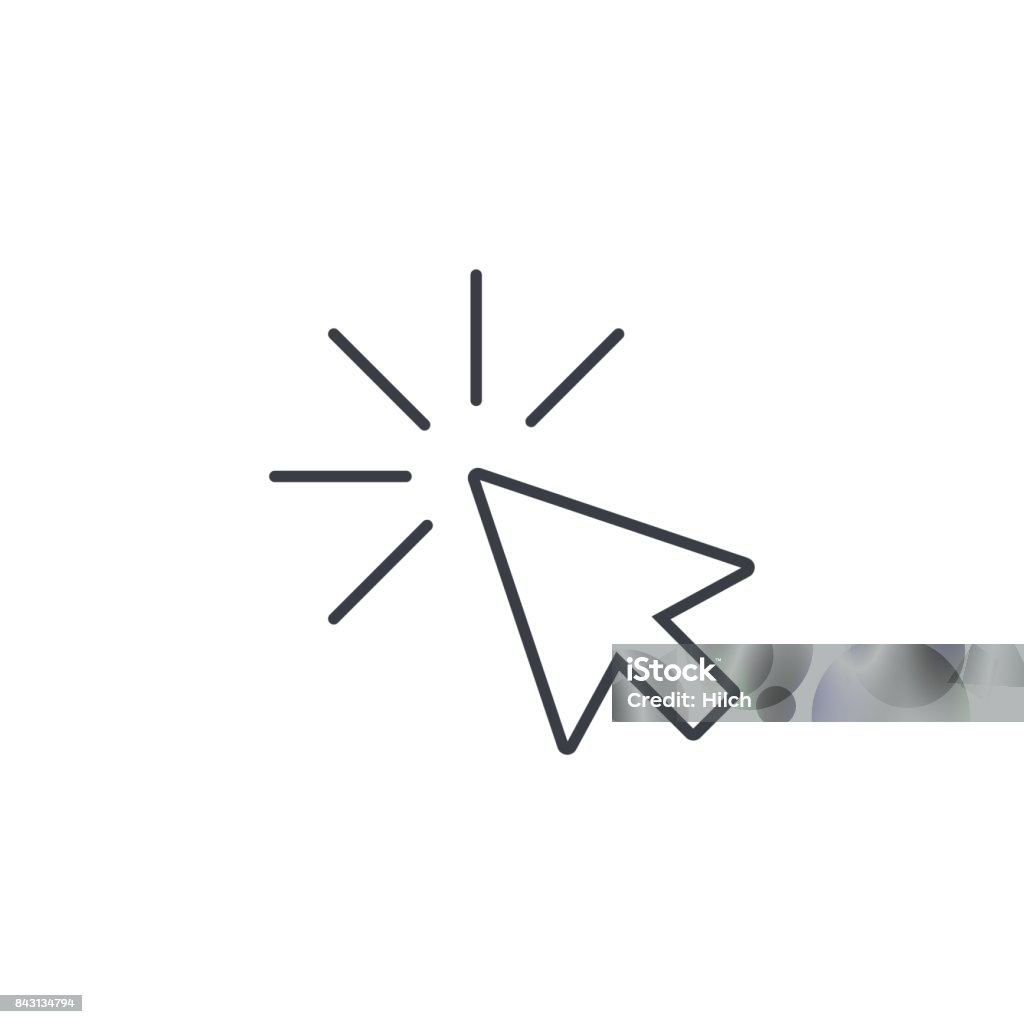 cursor arrow, click thin line icon. Linear vector symbol cursor arrow, click thin line icon. Linear vector illustration. Pictogram isolated on white background Computer Mouse stock vector