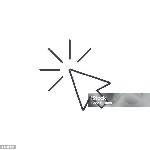 Cursor Arrow Click Thin Line Icon Linear Vector Symbol Stock Illustration - Download Image Now