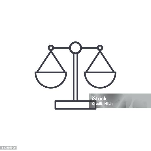 Justice And Law Symbol Scales Thin Line Icon Linear Vector Symbol Stock Illustration - Download Image Now