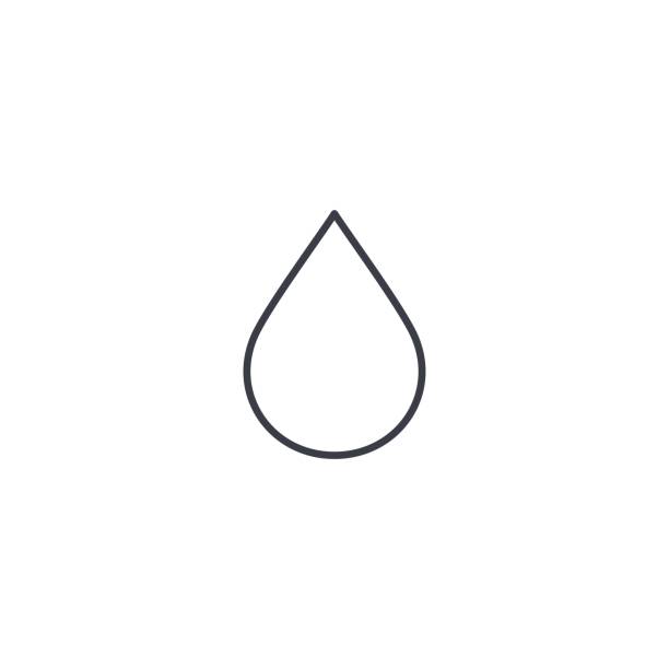 ilustraciones, imágenes clip art, dibujos animados e iconos de stock de icono de delgada línea de la gota de agua. símbolo de vector lineal - puddle condensation water drop