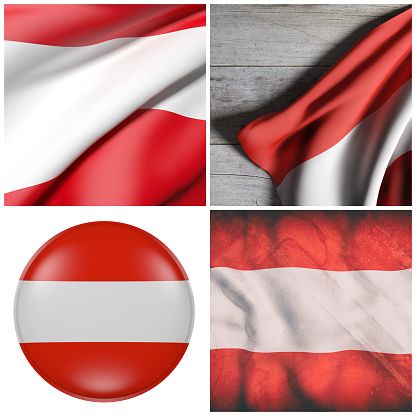3d rendering of a composition of four Austria flags