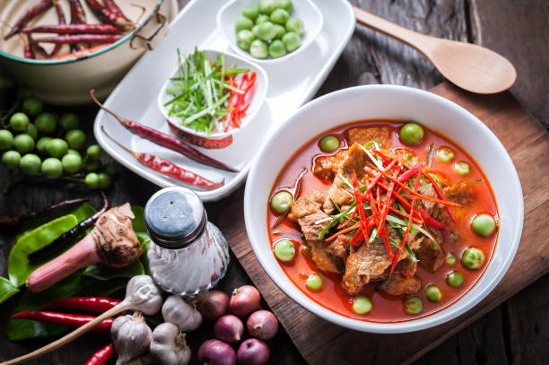 istock Red curry with pork and coconut milk. 843140680