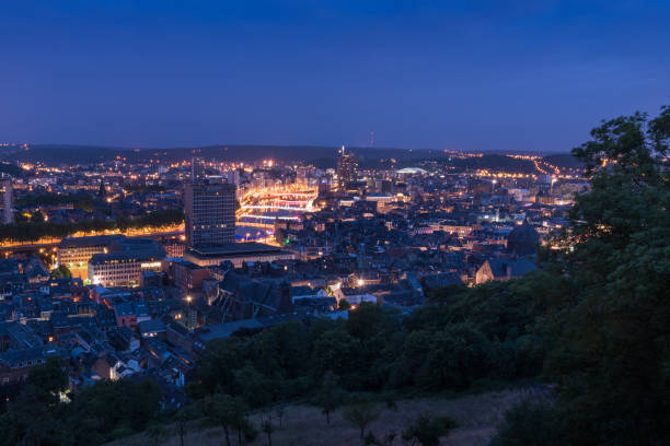 istock Blue hour over the city Liege Belgium 843144100
