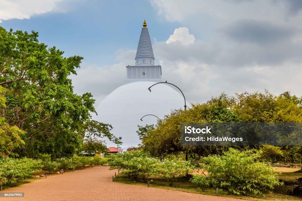 Big white Stupa in Anuradhapura, Sri Lanka Ancient Stock Photo