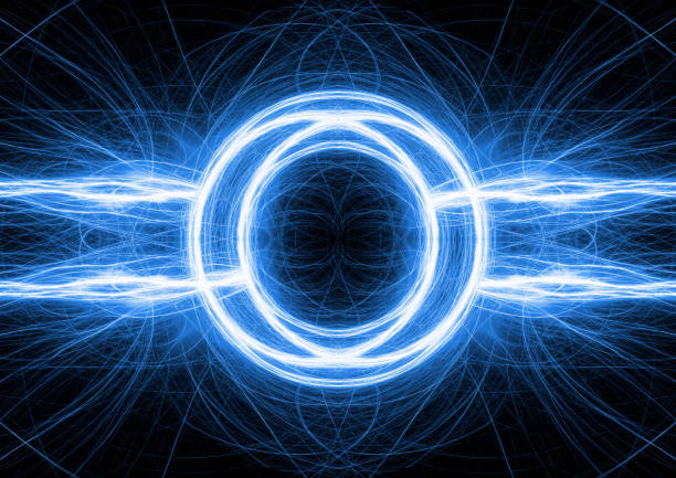 istock Blue fractal lightning, abstract plasma background 843148816