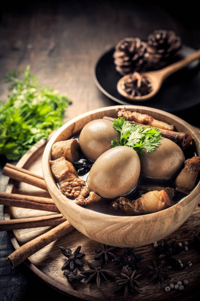 istock Eggs and pork boiled in the gravy 843151598