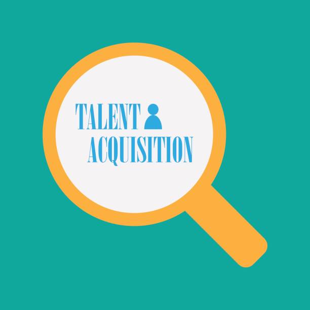 istock Talent acquisition text with Search sign - for HR find / search talent candidate in recruitment process 843154976
