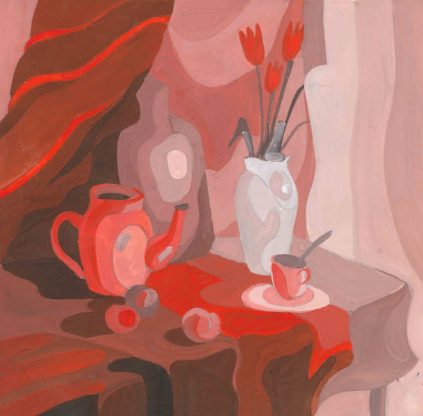 istock decorative still life painting, a monochrome red color 843155912