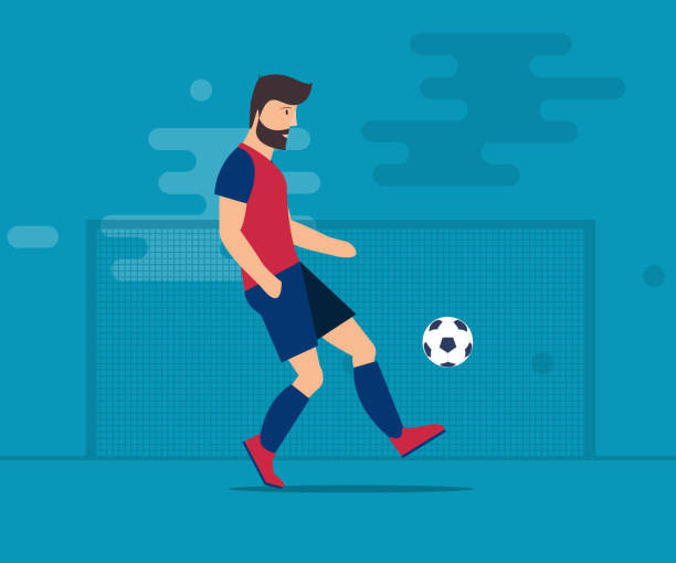 The Bearded Man Plays Football Soccer Ball Isolated Vector Illustration On  A Blue Background Stock Illustration - Download Image Now - iStock