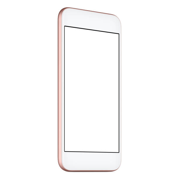 istock Pink smart phone mock up slightly CCW rotated with blank screen isolated on white background 843159220