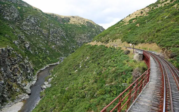 Photo of Taieri gorge and railway track