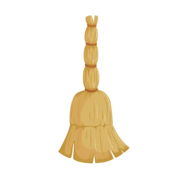 Vector illustration of Cartoon trendy style natural broom without stick icon. Hygiene and home cleaning vector illustration.
