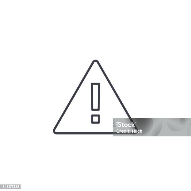 Hazard Warning Attention Thin Line Icon Linear Vector Symbol Stock Illustration - Download Image Now