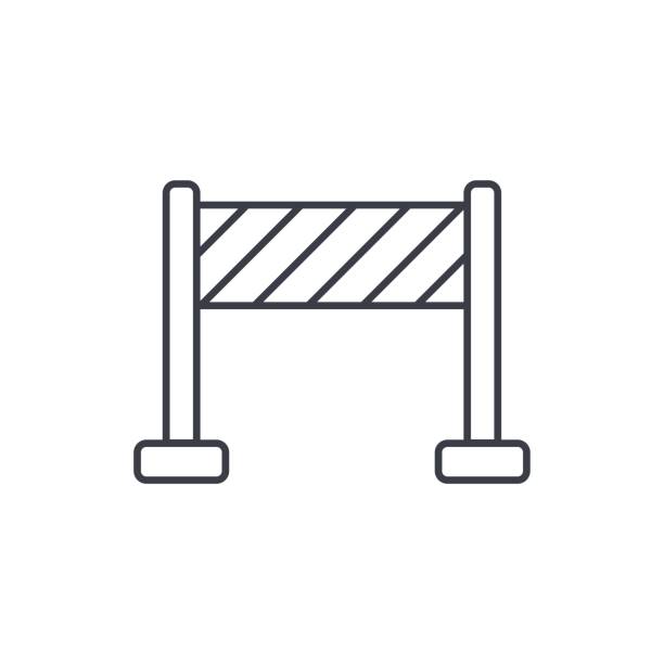 забор строительство тонкой линии значок. линейный векторный символ - traffic jam flash stock illustrations
