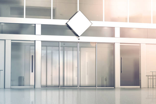 istock Blank white rhombus signage mockup on the store 843180986