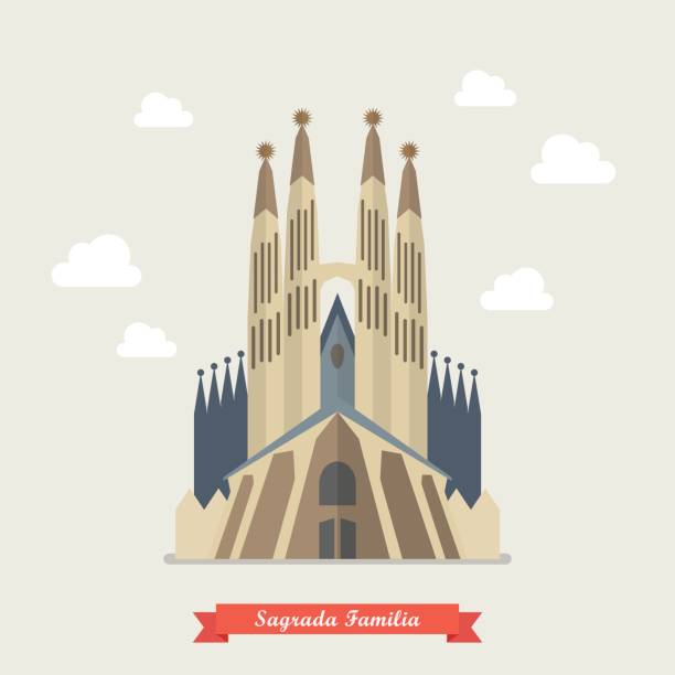 ilustraciones, imágenes clip art, dibujos animados e iconos de stock de iglesia católica sagrada familia - barcelona spain antonio gaudi sagrada familia