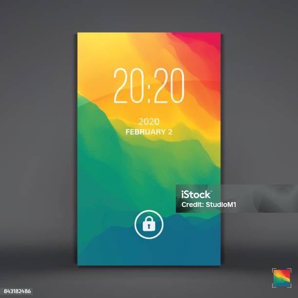 Android Lock Screen Vector Modern Lock Screen For Mobile Apps Mobile Wallpaper Vector Illustration ...