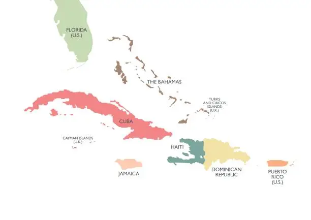 Vector illustration of Greater Antilles political map