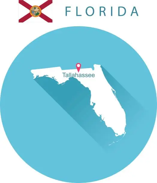 Vector illustration of USA state Of Florida's map and Flag