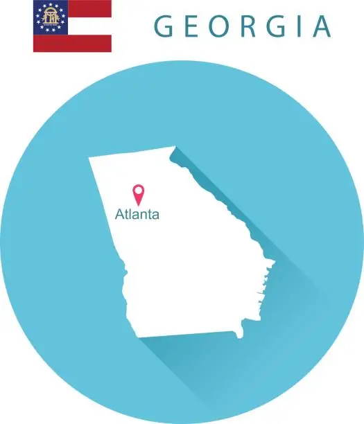 Vector illustration of USA state Of Georgia's map and Flag