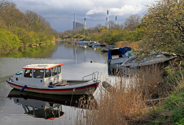 Paris, France - 02 April 2025: Boats on canal Saint-Martin in Paris