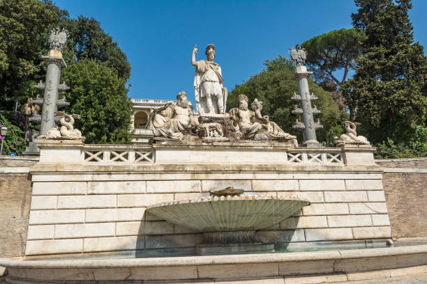 fontanna bogini rzymu, piazza del popolo, rzym, włochy - people of freedom italian party zdjęcia i obrazy z banku zdjęć