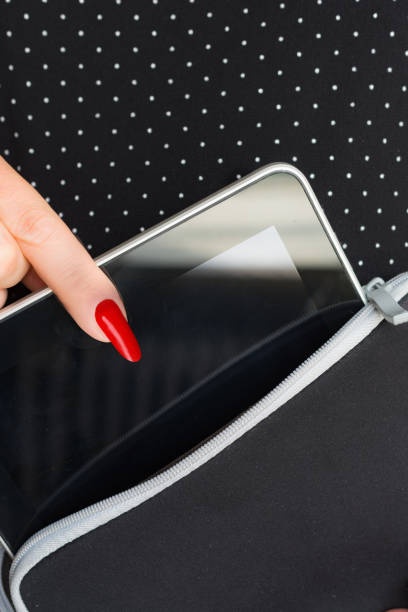 istock Woman with polka dot top takes her tablet 843192686