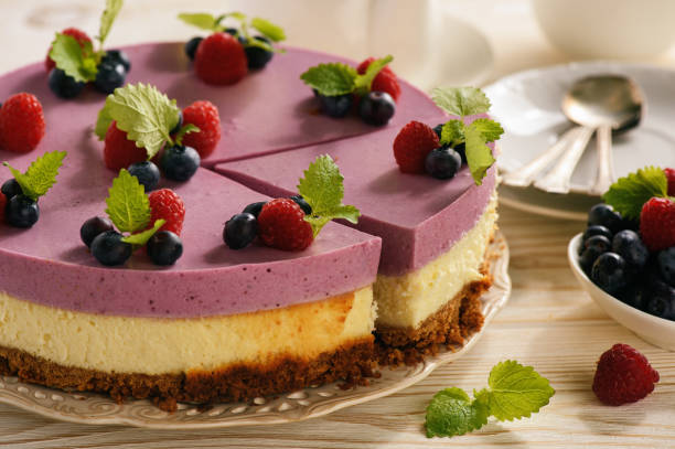 istock Homemade cheesecake with berry mousse. 843197962