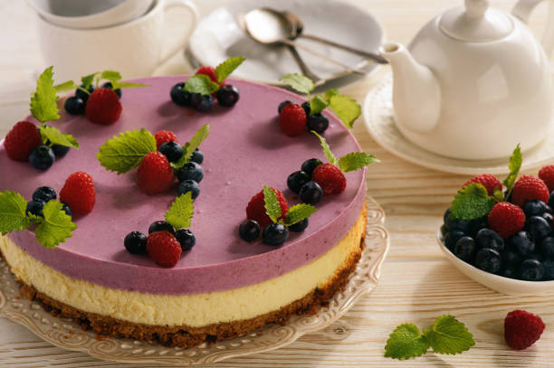 istock Homemade cheesecake with berry mousse. 843198000