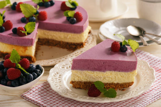 istock Homemade cheesecake with berry mousse. 843198002