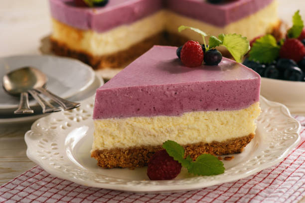 istock Homemade cheesecake with berry mousse. 843198050