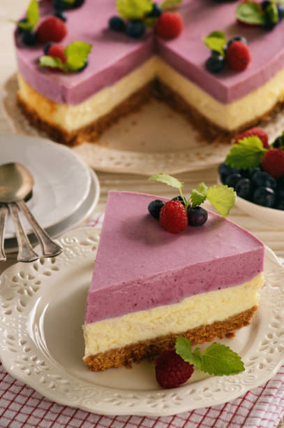 istock Homemade cheesecake with berry mousse. 843198074