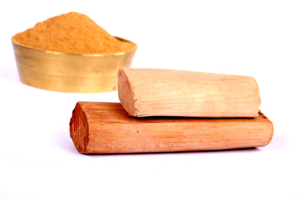 istock Chandan or sandalwood, sandalwood sticks, perfume, selective focus 843201900