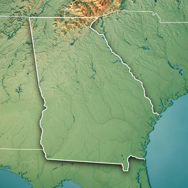 istock Georgia State USA 3D Render Topographic Map Border 843202236