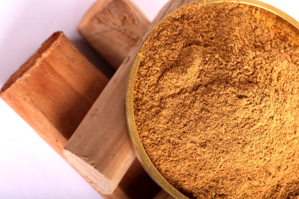 istock Chandan or sandalwood, sandalwood sticks, perfume, selective focus 843202416