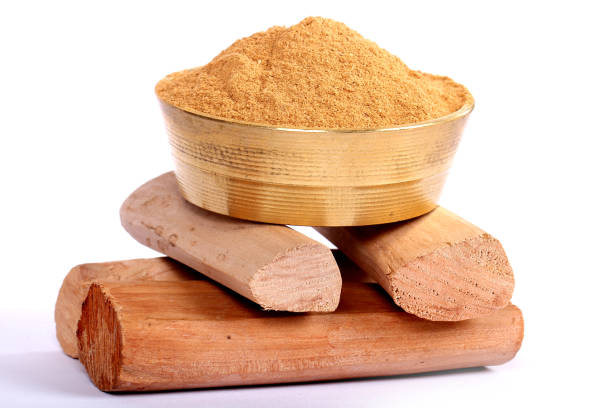 istock Chandan or sandalwood, sandalwood sticks, perfume, selective focus 843202812