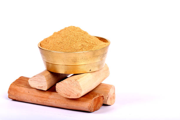 istock Chandan or sandalwood, sandalwood sticks, perfume, selective focus 843203012