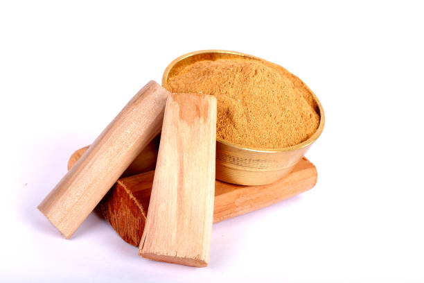 istock Chandan or sandalwood, sandalwood sticks, perfume, selective focus 843205836