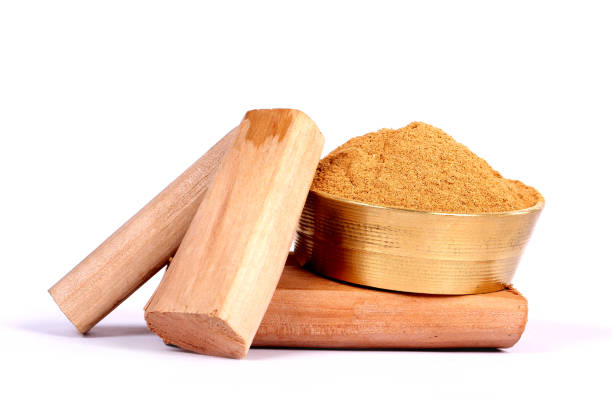 istock Chandan or sandalwood, sandalwood sticks, perfume, selective focus 843205956