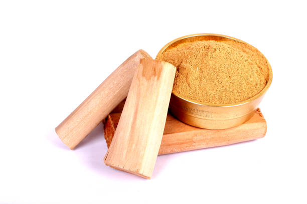 istock Chandan or sandalwood, sandalwood sticks, perfume, selective focus 843206016