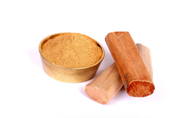 istock Chandan or sandalwood, sandalwood sticks, perfume, selective focus 843208838