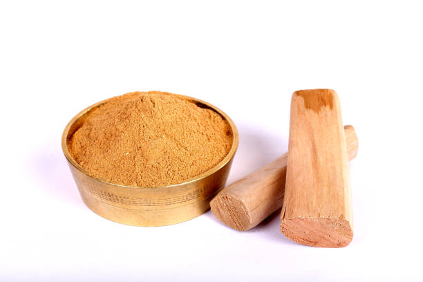 istock Chandan or sandalwood, sandalwood sticks, perfume, selective focus 843209052