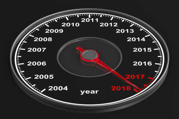 istock Calendar from speedometer on black background. 3D illustration 843209474