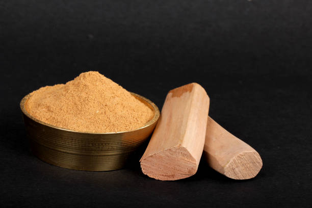 istock Chandan or sandalwood, sandalwood sticks, perfume, selective focus 843209708