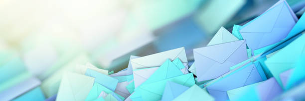 Infinite mail envelopes, 3d rendering background stock photo