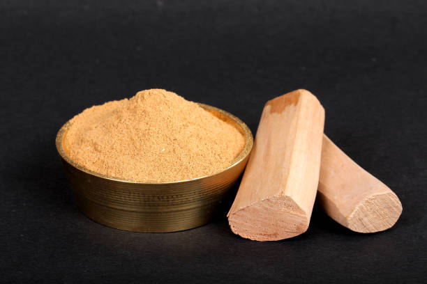 istock Chandan or sandalwood, sandalwood sticks, perfume, selective focus 843209808