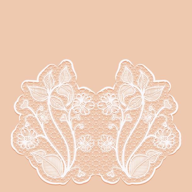 шаблон приветствия или пригласительный открытки с кружевными цветами. розовый фон. - sewing item fragility doily pattern stock illustrations